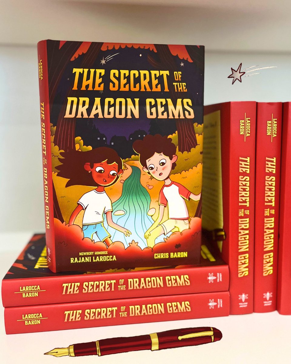 A new title will be on shelves soon, #TheSecretoftheDragonGems by @rajanilarocca and @baronchrisbaron! In this fun novel, Tripti and Sam continue their camp friendship through letters and more as they discover the secret of magical rocks they found in the woods. #BeeAReader🐝