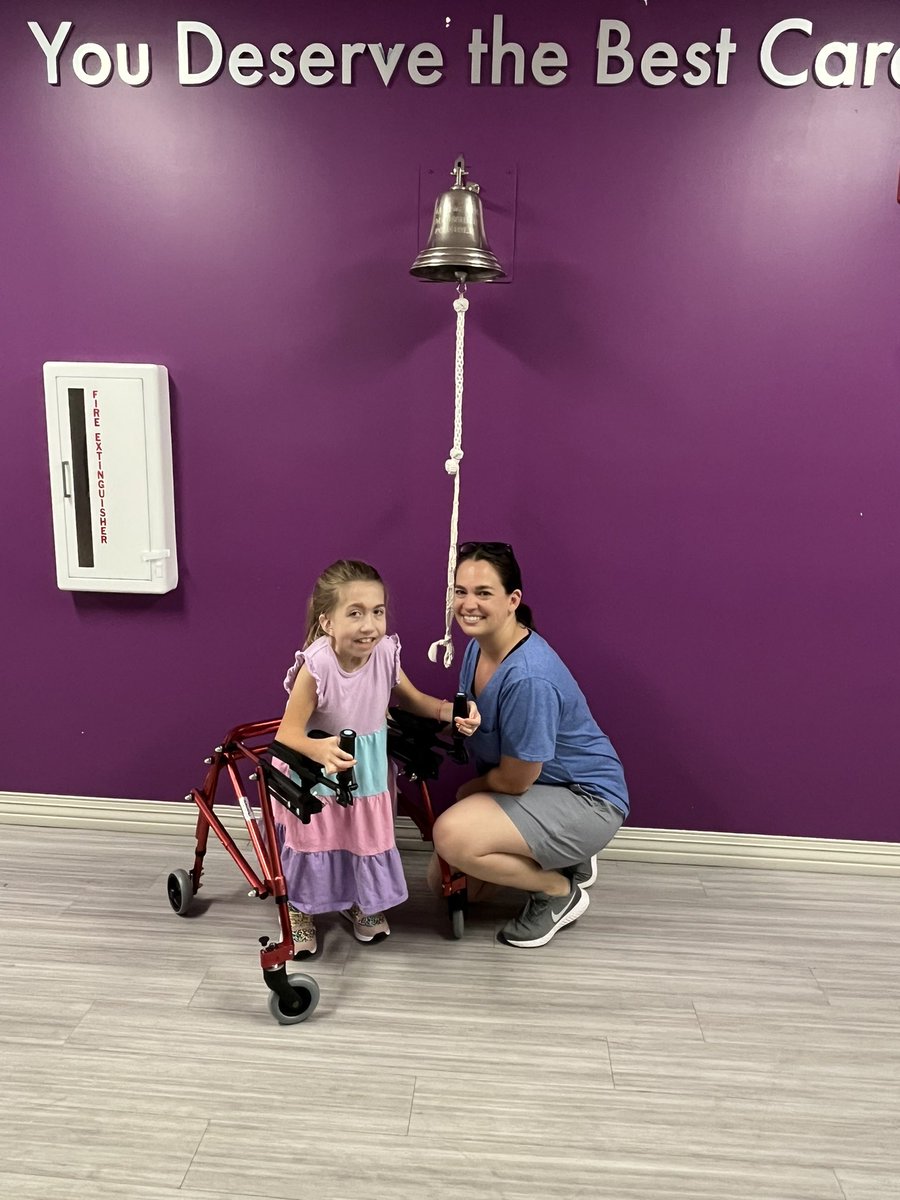 rubymmoseley's tweet photo. There’s a lot to be done once we get home but the Paley PT team has given her a great start. Today, she finished her final PT session and got to ring the bell.
#AlltheFeels #HardWork #BlueforAMC #TeamFeldman #EscobarSyndrome #Surgery @PaleyInstitute @davidsfeldmanmd https://t.co/BDVTfioUnj