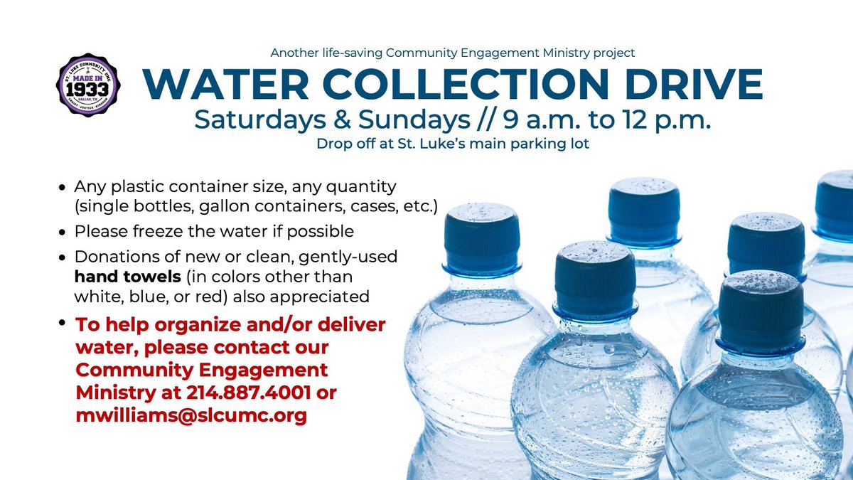 StLukeCommunity's tweet photo. It’s hot!!! We are all experiencing this heatwave but some more than others. Please help us help other! #donate #slcumc #water #beattheheat https://t.co/xwa91NmjXx