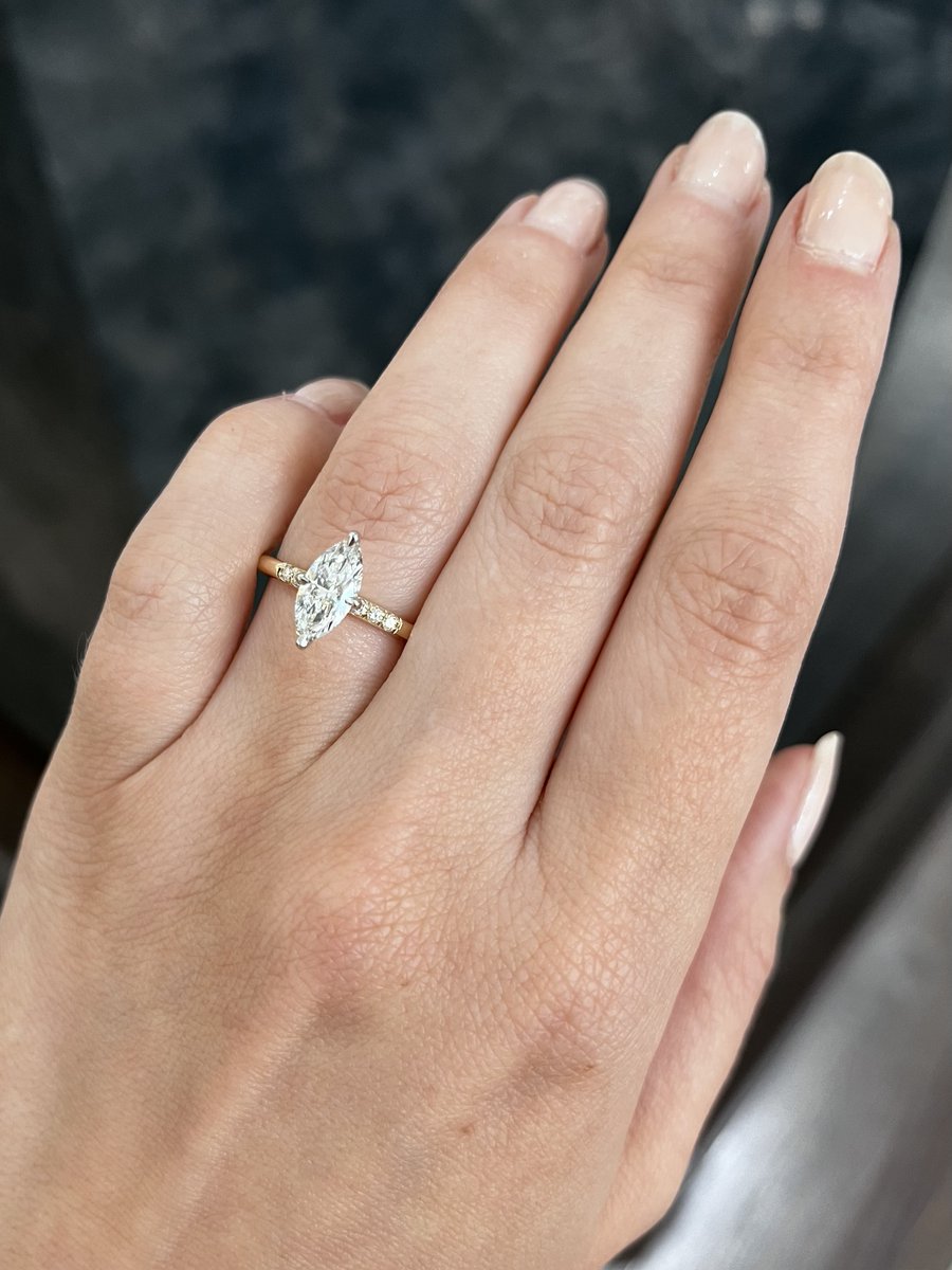 JVincentJeweler's tweet photo. Marquise diamonds are having a major moment! We are loving this design: compass style prongs to showcase the beauty of a marquise diamonds shape, with a few diamond accents to top it off! What do you think?
#itisjv #engagementringinspo #engagement #rings #diamondring #marquise https://t.co/6y3MivrQ42