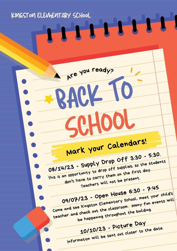 Mark your Calendars!!!  School starts on August 16th for 1st and 2nd graders.  The first day of school for PreK/EC and Kindergarten is August 18th.  #gkcogs #kesisthebest