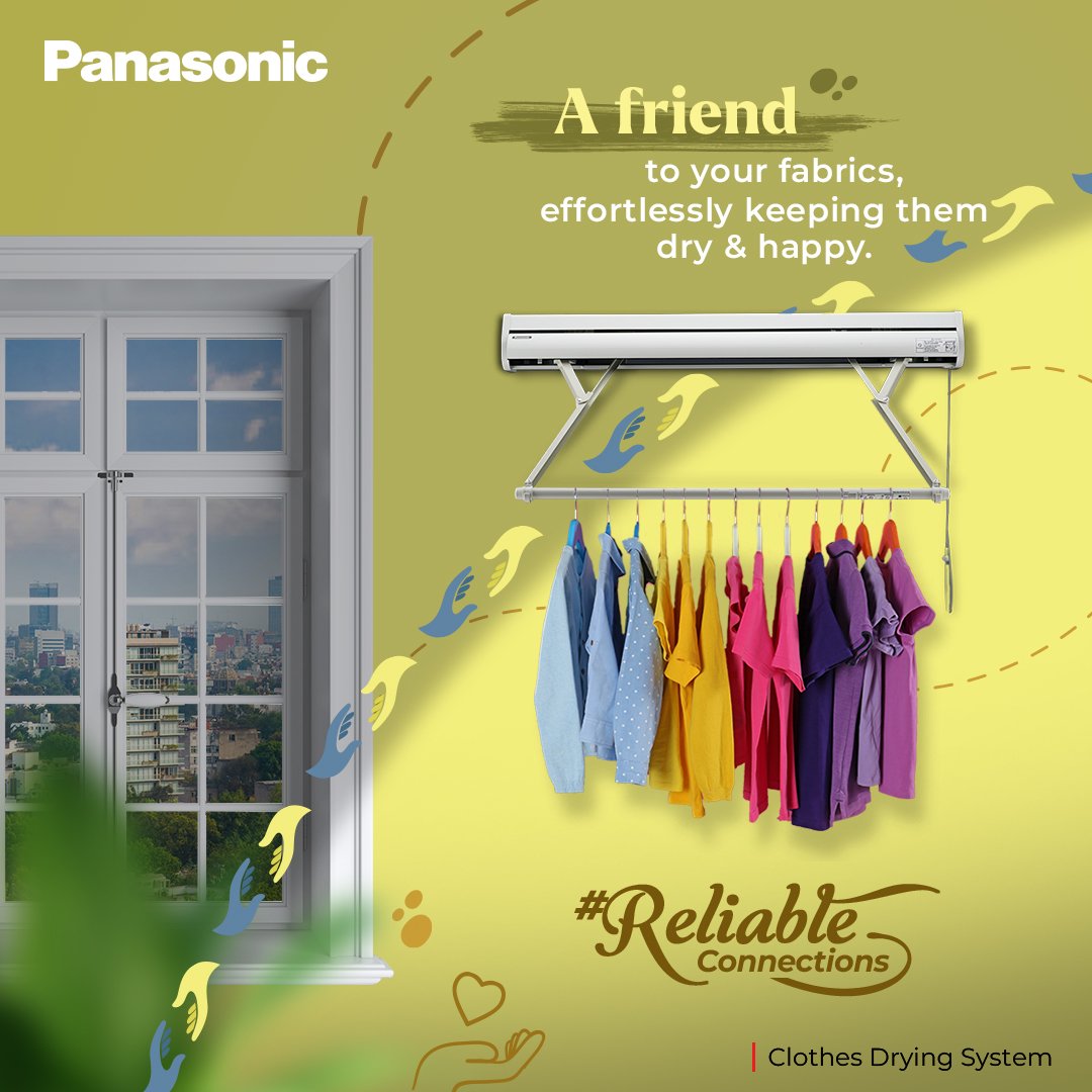 AnchorPanasonic's tweet image. Meet your fabrics' new bestie: The Clothes Drying System - a match made in laundry heaven! 
#Panasonic #ClothesDryingSystem #FriendshipDay #ReliableConnections