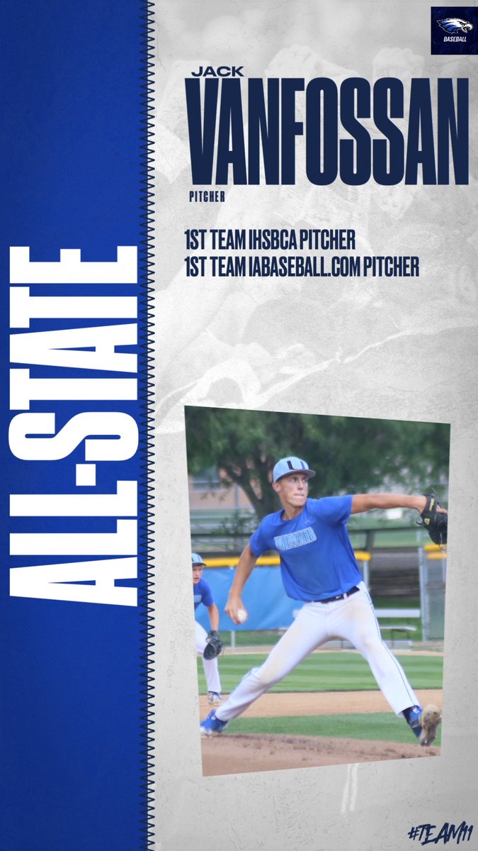 Congratulations to @GarrettLuett 1st team utility all-state by IHSBCA, and 1st team infield all-state by @iabaseball1 and @VanfossanJack first team pitcher by IHSBCA and 1st team pitcher by @iabaseball1 #Team11