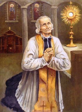 San Juan María Bautista Vianney (a veces escrito Juan Vianey), el Santo Cura de Ars, Es patrón de los sacerdotes; ejemplo de virtud, confesor, promotor de la Eucaristía y de la devoción Mariana. Nació cerca de Lyon el año 1786 y murió el año 1859.
#sacerdotes #Iglesia #santos
