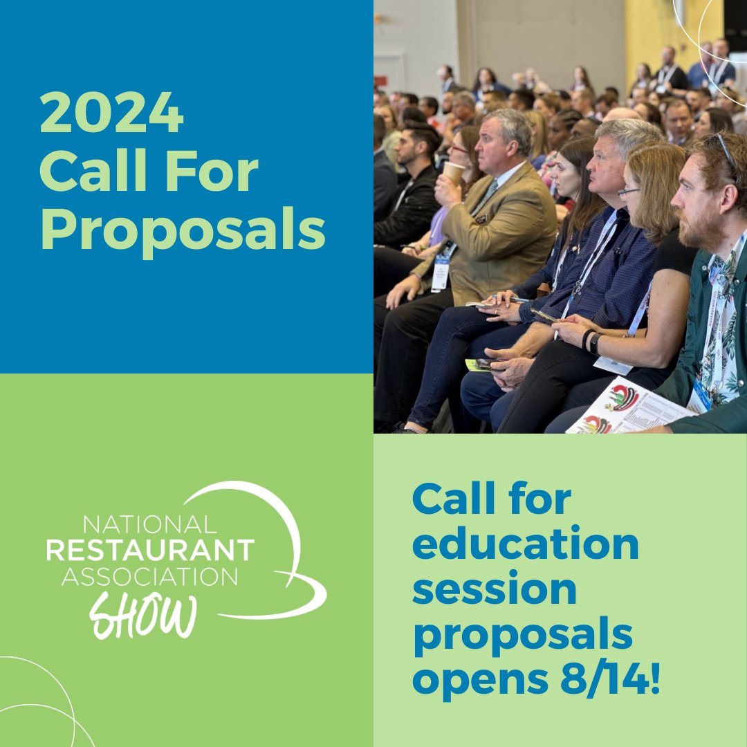Want to take the stage at the #2024RestaurantShow? The Call for Proposals opens August 14! Mark your calendars for chance to present a unique &amp; timely education session at the Show. 🔗:  bit.ly/44SpdBP

#restaurantbusiness #foodservice
