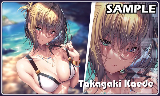 【夏コミ/BOOTH 新作発表①】 「水着楓さん」スリーブ&プレイマット イラストレーターはピロ水()様になります!