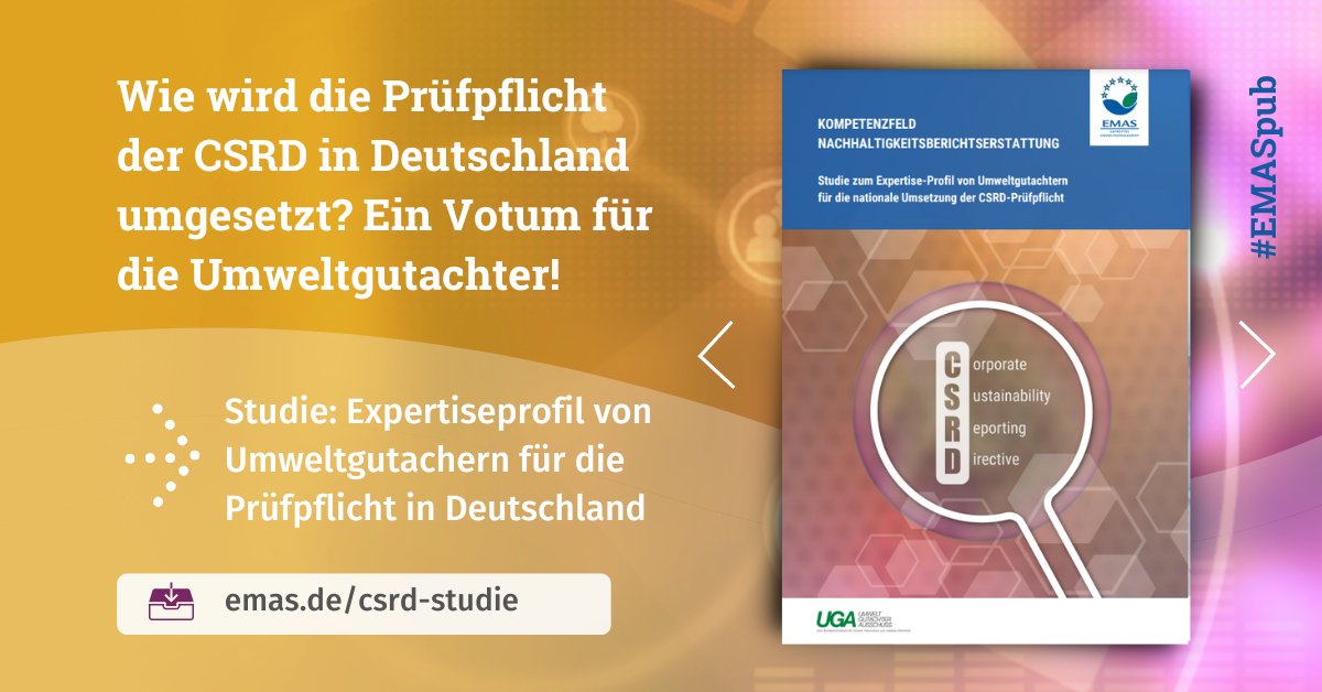 📖 Neue Studie vergleicht #Umweltgutachter mit #Wirtschaftsprüfer zu ihrer Qualifikation, Zulassung und Aufsicht bzgl. Prüfung von #CSRD-Berichten 
💡Umweltgutachter sind für die Prüfung  ausreichend qualifiziert!  
➡️Potenziale nutzen: emas.de/csrd-studie
#EMASpub @bmj_bund