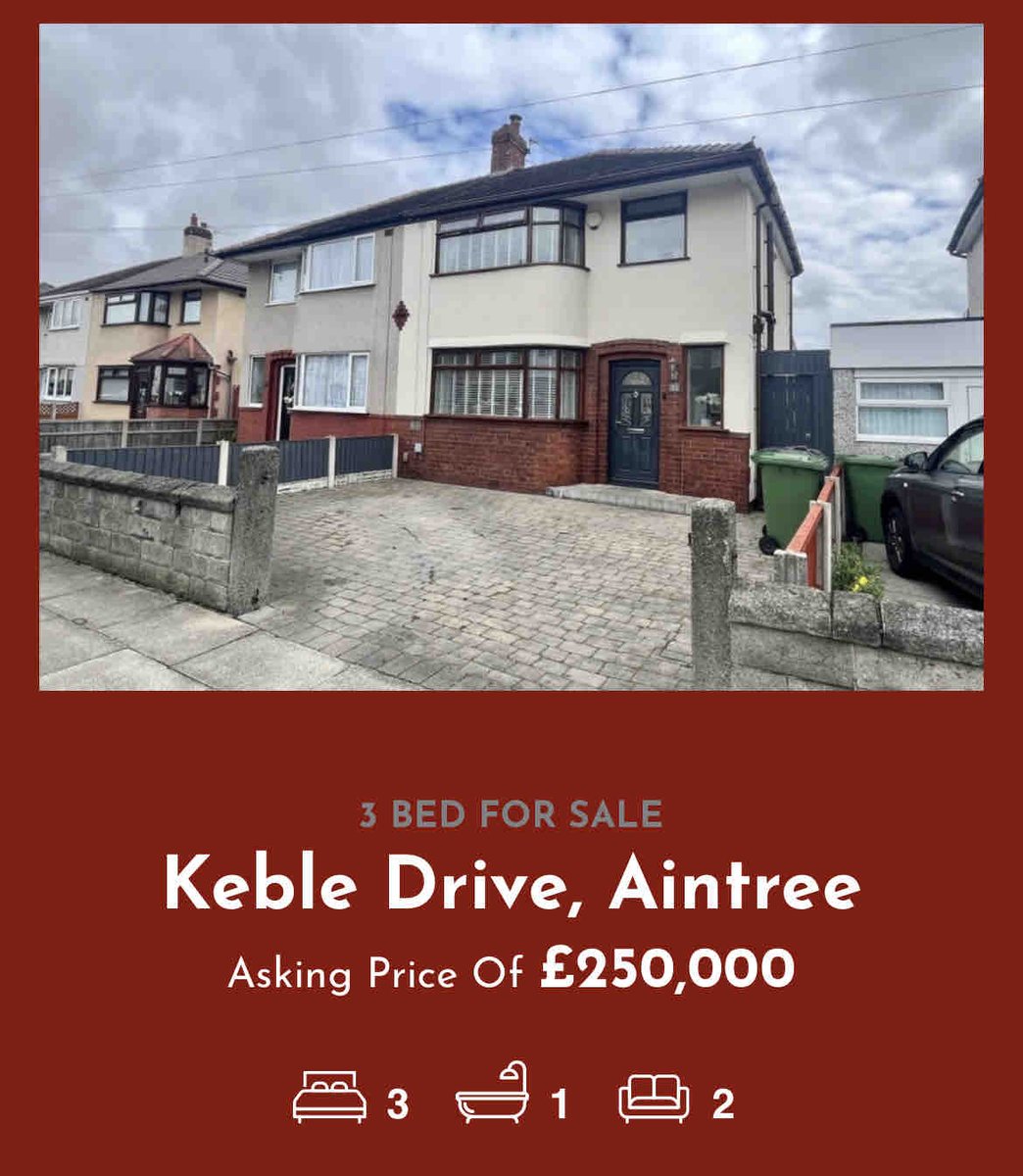 AlastairSaville's tweet photo. New instruction!
Keble Drive, Aintree
Β£250,000
Beautiful three bedroom semi detached house, perfect family home. Lovely garden. Book your viewing now on 0151 5200001 π±πβοΈ #newinstruction #alastairsaville #aintree #maghullestateagents #bookyourviewingnow https://t.co/0atUDAgZ3z