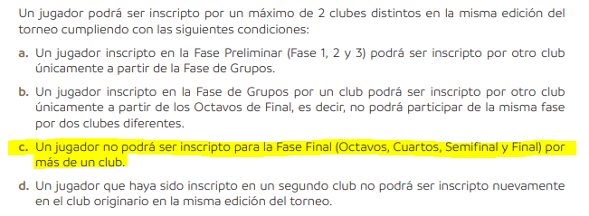 Draedworld's tweet photo. @Manucomeback_ @nicobjs_ @brunodavid6_ Reglamento de CONMEBOL 2023. Solamente puede jugar cuando cambia de fase (fase de grupos a octavos, por ejemplo), no cuando ya están ambos equipos en la fase final. https://t.co/ZffRxMhK7D