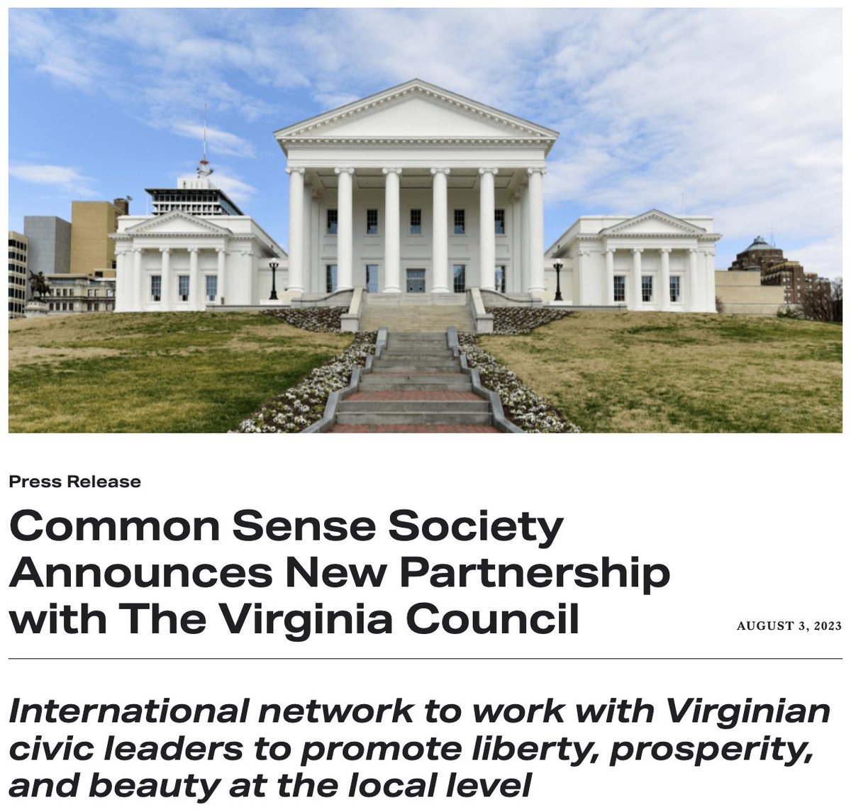 '@VA_Council educates the public on the significance of historic resources and provides a space where Virginians can build a society that learns from the past while paving a way to the future. We are honored to play a part in their mission.' — CSS president and C.E.O.
