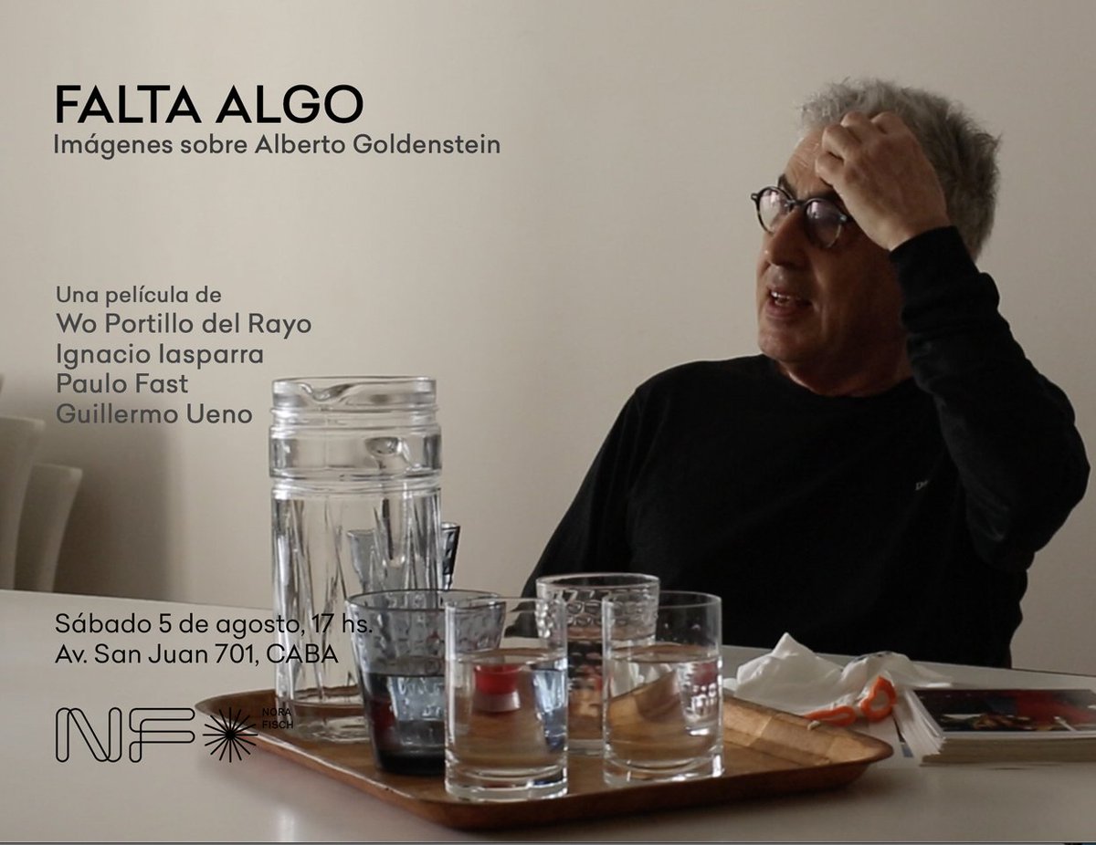 ✨Este sábado, cierre de lujo de la muestra de Alberto Goldenstein en la galería: a las 17 hs proyectaremos "FALTA ALGO. Imágenes sobre Alberto Goldenstein", una película de Wo Portillo del Rayo, Ignacio Iasparra, Paulo Fast y Guillermo Ueno.✨

¡Los esperamos! 📽