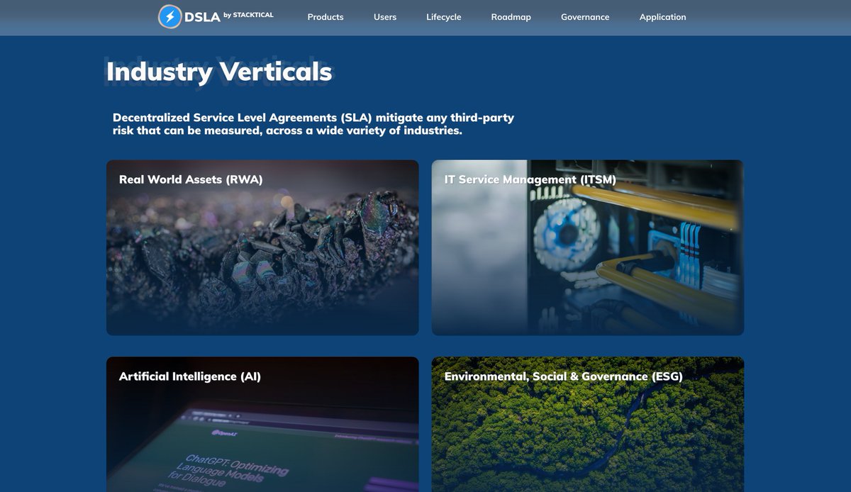 Stacktical's tweet image. The latest version of the $DSLA website introduces our narratives. #RWA #ITSM #AI #ESG and more to come.