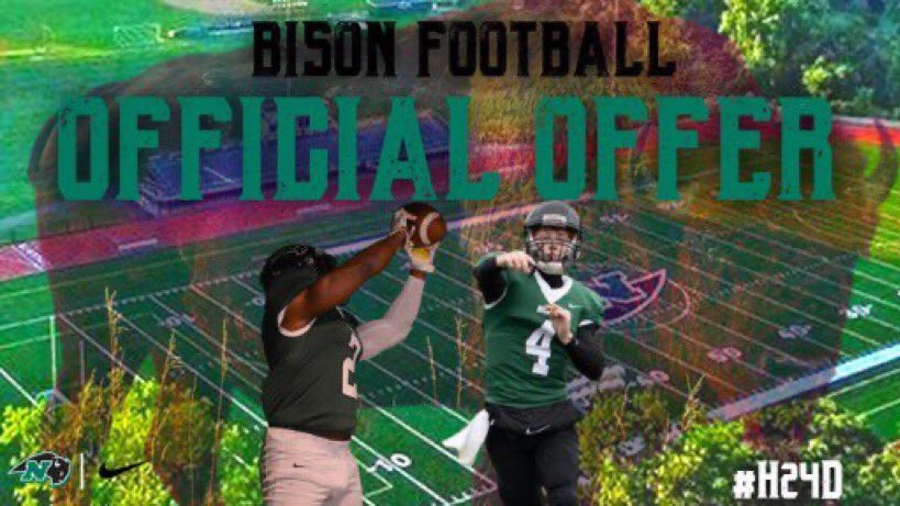 After a great camp, and conversations with <a href="/CoachCBison/">Jonathan Conte</a> and <a href="/Coach_Q23/">Q</a> I have been blessed to receive an offer from @NCbison_FB. Thank you coaches for the amazing opportunity. <a href="/Raider_FB/">Raider_FB</a>