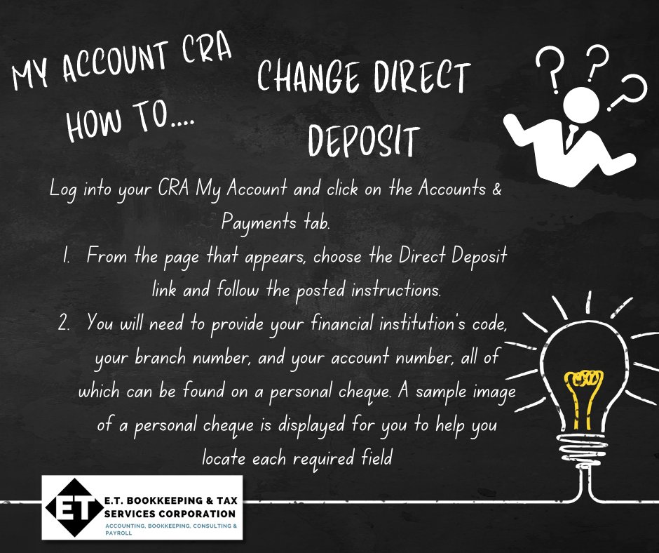 e_bookkeeping's tweet photo. Need help with My Account? Were here to get you where you need to be! Today Check out how to set up your My Account! #etbookkeeping #yyc #taxes #cra #myaccount #setup https://t.co/9KW0dGBhZg