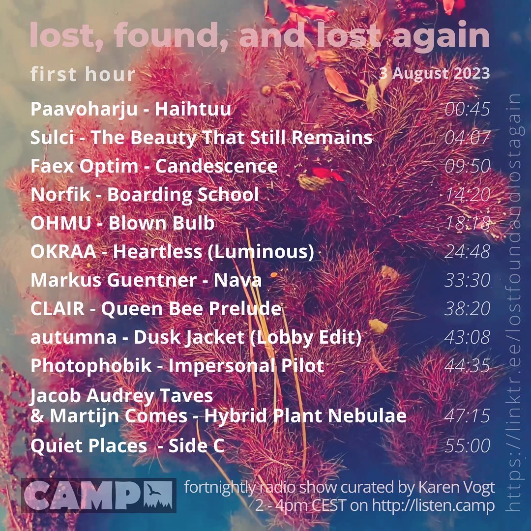 karenvogtmusic's tweet photo. feat. music from Paavoharju @Fonal @hellosulci @BricolageG5 @faexoptim @werrafoxma @NorfikOfficial #OHMU @markusguentner @Affin @ClairHotgem @avtvmna @noci_miste #photophobik Jacob Audrey Taves & Martijn Comes / Low Noise productions @okraa__ @asip https://t.co/dG7q8RH4OI
