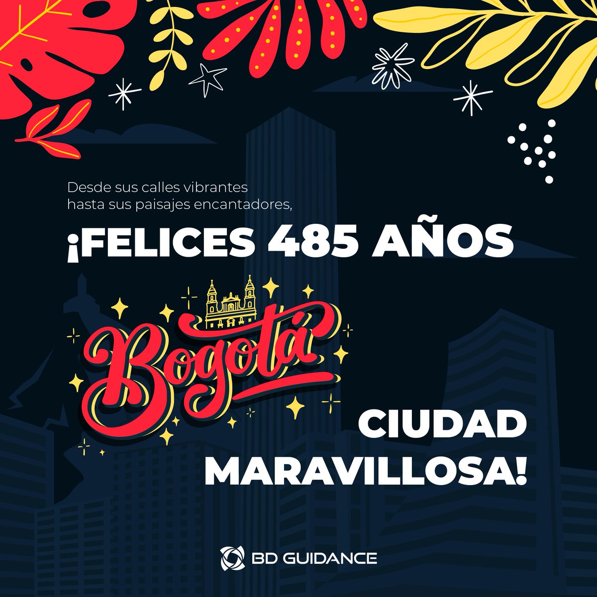 BDGuidance's tweet photo. Hoy 6 de Agosto celebramos el pasado,
vivimos el presente y anhelamos un futuro lleno de
oportunidades.🌈
Festejamos 485 años de cultura y diversidad 🤝
¡Feliz Cumpleaños Bogotá! 🌟🎉🥳 https://t.co/i58KMqGn82