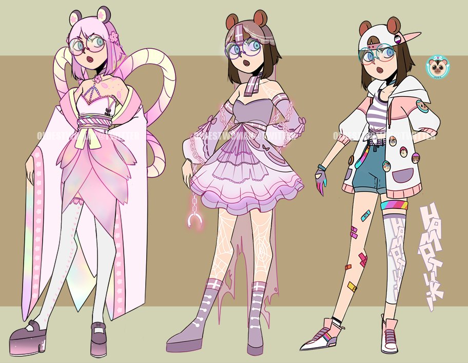 Oldestwoman's tweet photo. Here are some of my recent outfit commission, thank you @ZwaiIllusia @Hamptuki and @AitwoBecky for commissioning me~ I had a lot of fun designing clothes for your characters https://t.co/Vt9lWzshOo