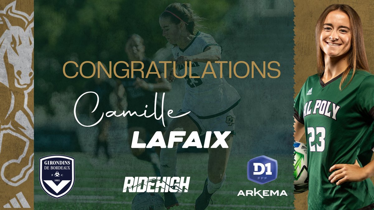 Cal Poly Women's Soccer (@cpwomenssoccer) on Twitter photo Huge shoutout to <a href="/lafaixcam/">camille lafaix</a> who signed a professional contract with <a href="/FCGBWomen/">FCGB Féminines</a> today👏 The club plays in the top division in France 🇫🇷 Best of luck Camille, you earned this!!
📰: bit.ly/3OJ1q1s
#RideHigh🐎⚽️ Huge shoutout to <a href="/lafaixcam/">camille lafaix</a> who signed a professional contract with <a href="/FCGBWomen/">FCGB Féminines</a> today👏 The club plays in the top division in France 🇫🇷 Best of luck Camille, you earned this!!
📰: bit.ly/3OJ1q1s
#RideHigh🐎⚽️