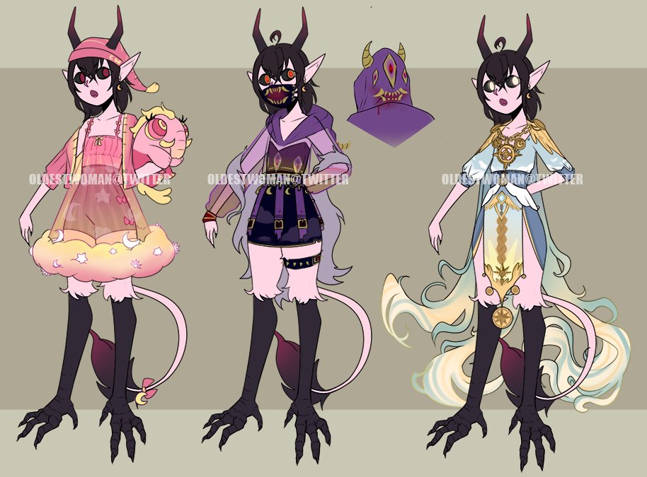 Oldestwoman's tweet photo. Here are some of my recent outfit commission, thank you @ZwaiIllusia @Hamptuki and @AitwoBecky for commissioning me~ I had a lot of fun designing clothes for your characters https://t.co/Vt9lWzshOo
