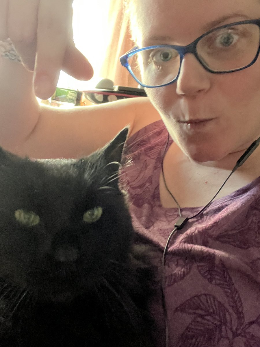 jesscaracciolo's tweet photo. Me and #jinx #cat chillin while on the phone with my bf. #blackcat #cutecat #CatsOfTwitter https://t.co/it4Bhn6ZNQ
