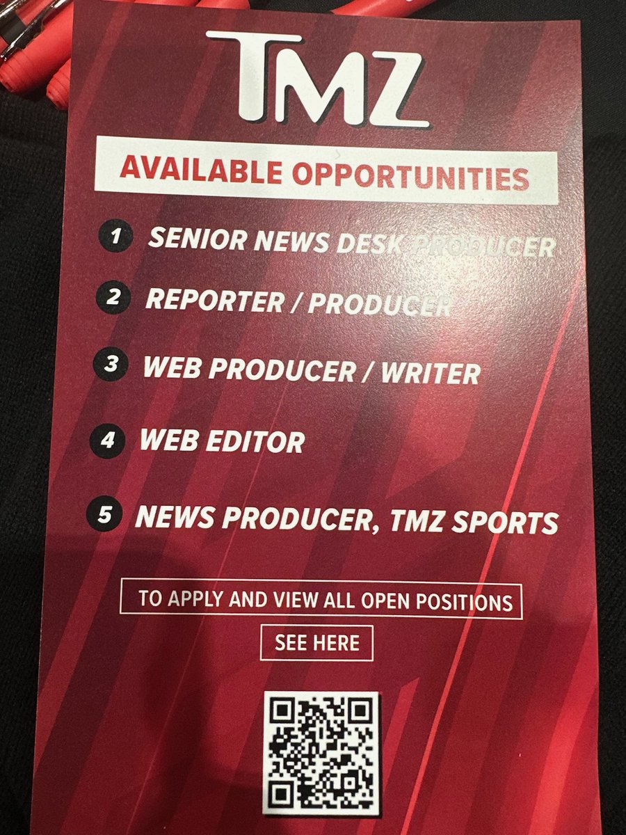 Glad to welcome <a href="/TMZ/">TMZ</a> to #NABJ23. They are hiring for a ton of positions. Be sure to stop by and check them out today!