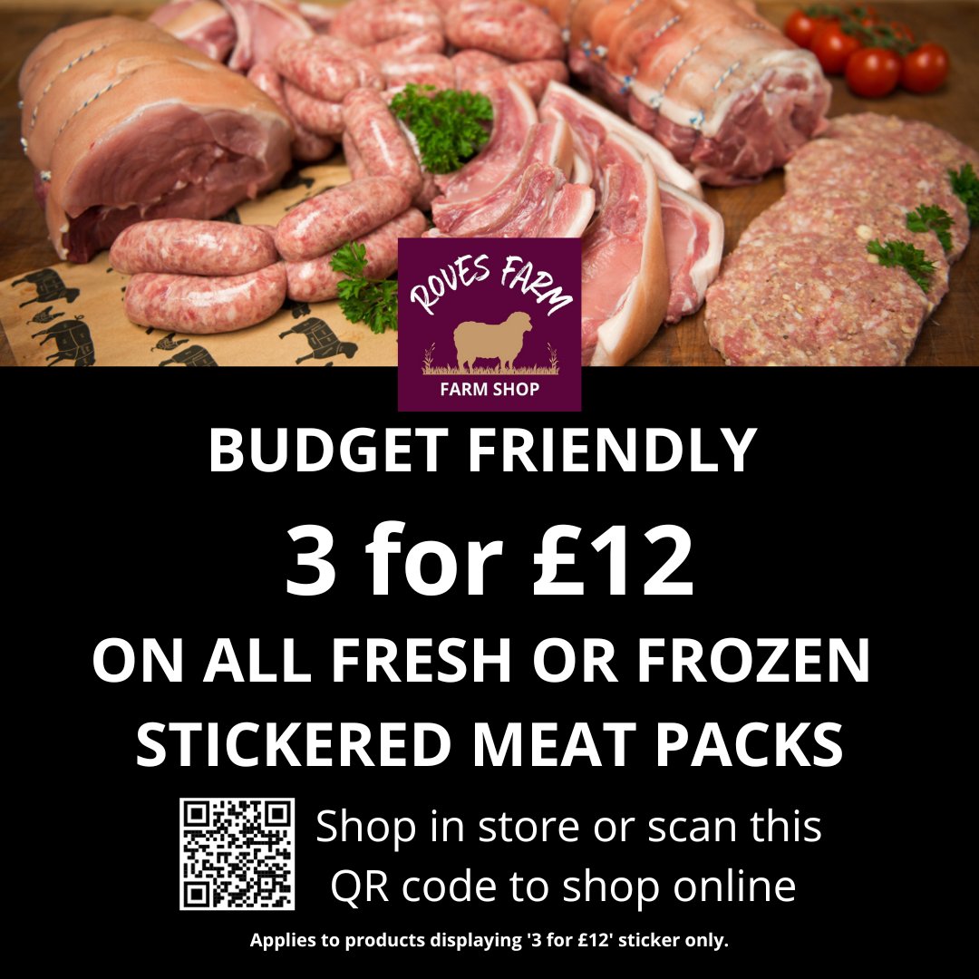 From burgers to meatballs, sausages to mince, fillets to kebabs our Roves reared, top quality meats can be enjoyed in our 3 for £12 deal. Check out all the products available in the deal in store or online today! 🥩🥓🍖 rovesfarm.co.uk/store-front/ #farmshop #swindon #rovesfarm