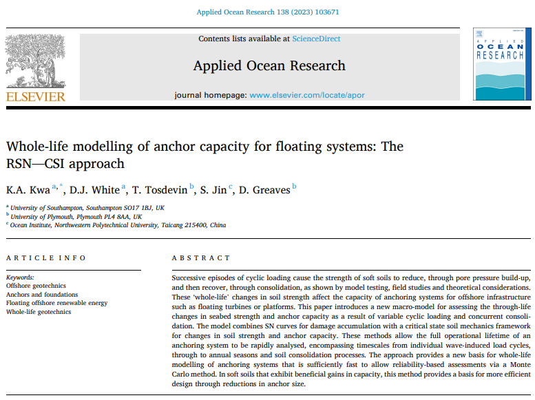 Check out our new paper about Whole-life modelling of anchor capacity for floating systems! doi.org/10.1016/j.apor…
Thanks to #RAEngResearch, @SupergenORE, @UoSEngineering, @PlymUni for supporting this research!