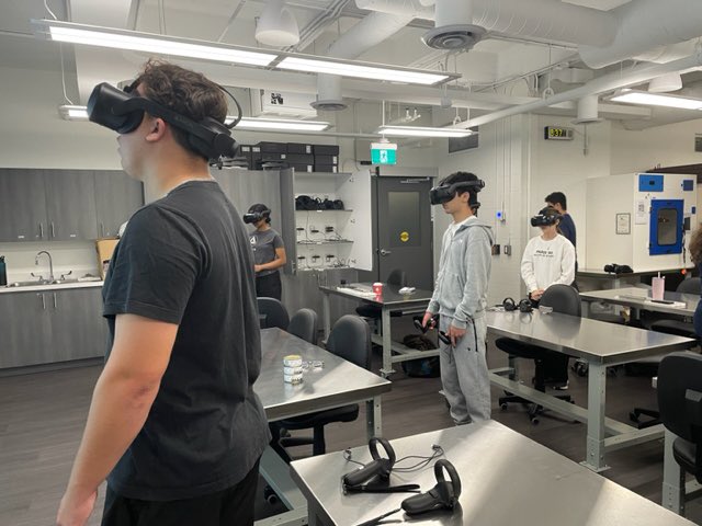 PRPyouthed's tweet photo. Happy Friday. the @PeelPolice YIPI students are at @sheridancollege using the @axon_enterprise VR headsets for Empathy Based scenario training. Fingerprint training while we wait for our turn. https://t.co/s7ZErCprI7