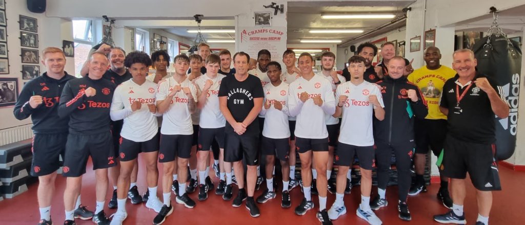Great have @ManUtd u21’s in gym this afternoon been put through their paces ahead of new season 
#boxing #preseason #manutd #gallaghersgym #ChampsCamp