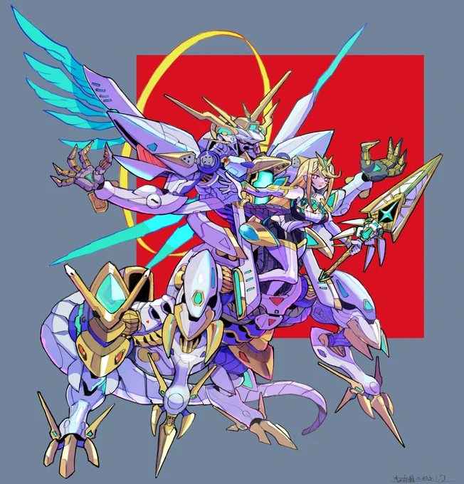 #ロボの前にキャラがいる絵 前にいるっちゃいるけど…同化しとる奴がおるな。