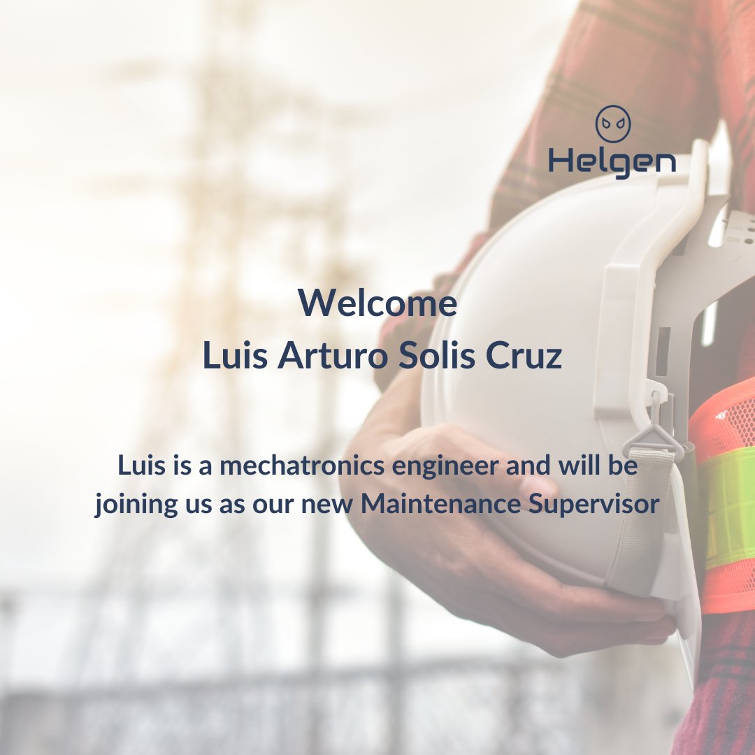 HelgenTech's tweet image. Welcome Luis Arturo Solis Cruz, our new Maintenance Supervisor at Helgen Technologies! With a background in mechatronics engineering and extensive experience, Luis brings immense value to our team. Excited to have him onboard! #newemployee #team #helgentech #welcome #maintenance