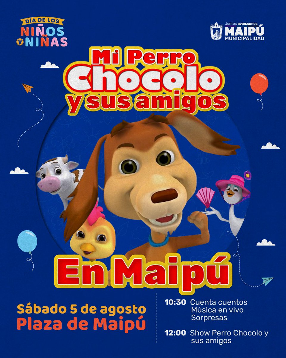 Muni_Maipu's tweet photo. A mi Perro Chocolo le gusta bailar, pero aún no decide qué ritmo escogerá 🎶
¡Este #DíaDelNiño y la Niña te invitamos a sacar tu espíritu de #chocolovers y conocer al #PerroChocolo! 🐶
Seguimos construyendo un #MaipúEnComún 🫶 https://t.co/aarBs5rBbO