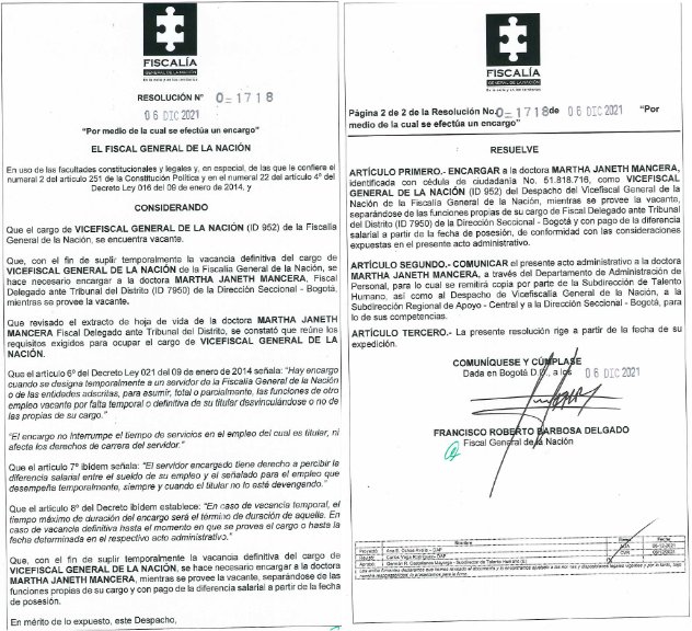 DonIzquierdo_'s tweet photo. 🚨 ATENCIÓN: Mucho OJO con la Vicefiscal Martha Mancera, ella fue designada el 06 de diciembre de 2021 por el mismísimo First General Francisco Barbosa como un "encargo temporal" para ocupar ese cargo. Ahora esa
funcionaria que era solo transitoria, maneja todo el poder de la Fiscalía y según fuentes dentro ella solo busca perpetuarse.

Recordemos que Martha Mancera es reconocida por sus grandes amistades con fiscales acusados de hacer favores judiciales a narcos en Cali, hasta investigaciones en curso por supuestamente recibir dinero a cambio de no hacer su trabajo como fiscal en Buenaventura. Según denuncia de @cuestion_p maneja un discreto perfil fuera de la Fiscalía, pero fuentes de alto nivel la describen como el poder real detrás de la entidad.

Esto lo tiene que saber el país. Ayudenme a que todos lo sepan. Vamos a difundir. #ViceFiscalGolpista