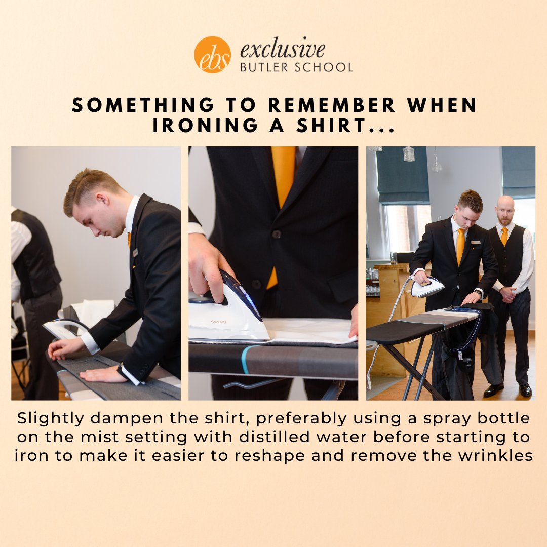EBSButlerSchool's tweet photo. Part of being a Butler involves having the skills to iron shirts... here is a little tip to remember to get your Principal's shirt wrinkle-free!
#ebs #exclusivebutlerschool #valeting #britishbutler #butleracademy #training #learning #ironing https://t.co/AVRM4MYnb0