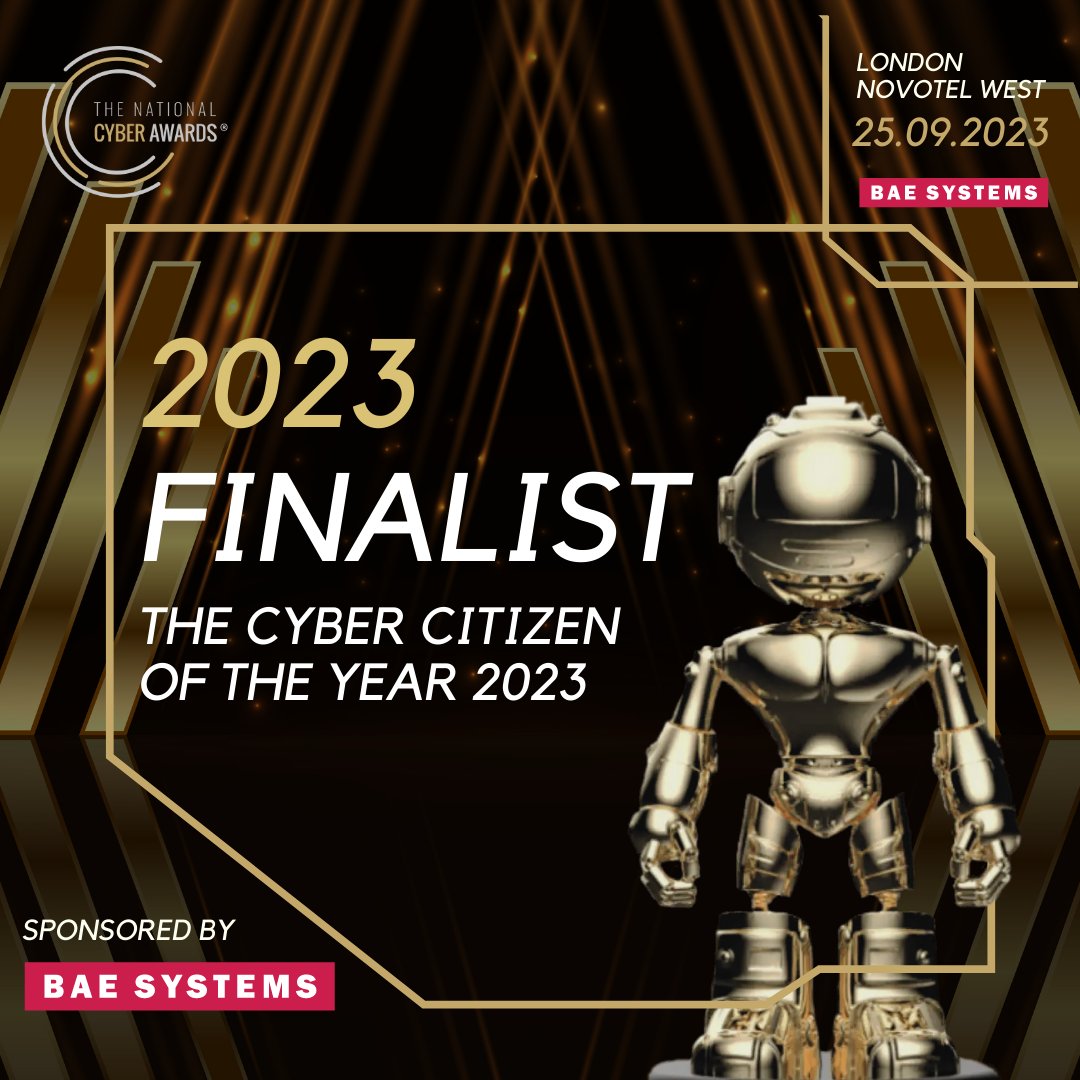 Thank you <a href="/CAPSLOCKCyber/">CAPSLOCK</a>  for nominating me for the Cyber Citizen of the Year 2023 at <a href="/thecyberawards/">TheNationalCyberAwards</a>  

I didn't expect to be nominated, let alone shortlisted as a finalist!!

Major Imposter Syndrome kicking in!