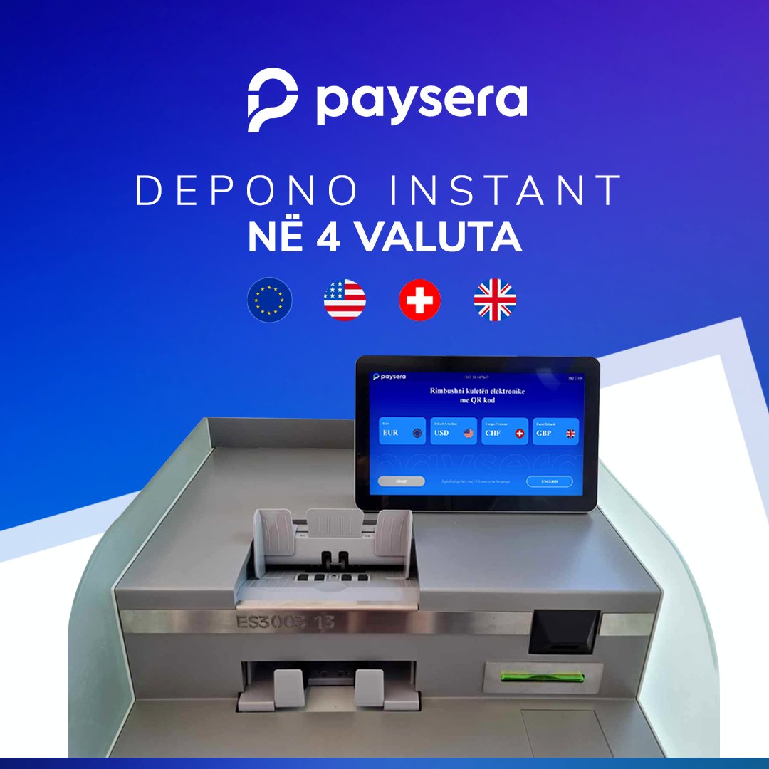 PayseraK's tweet photo. PAYSERA VJEN ME RISI. DEPONIMI INSTANT NË 4 VALUTA

Përdoruesit e Payserës tani kanë mundësinë të deponojnë në valutat më të njohura në botë, duke përfshirë Euro, Dollarë, Franga Zvicerane dhe Funta Britanike. https://t.co/Gj3Dlb1Xfs