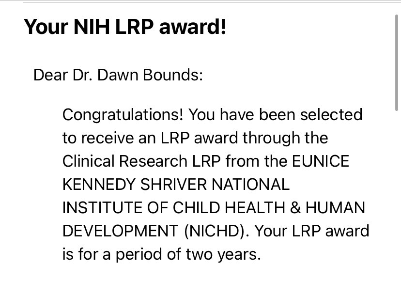 Come through @NIH_LRP!!! I am truly grateful for the continued support of the NIH LRP and @NICHD_NIH for my work with adversity-impacted youth!✨