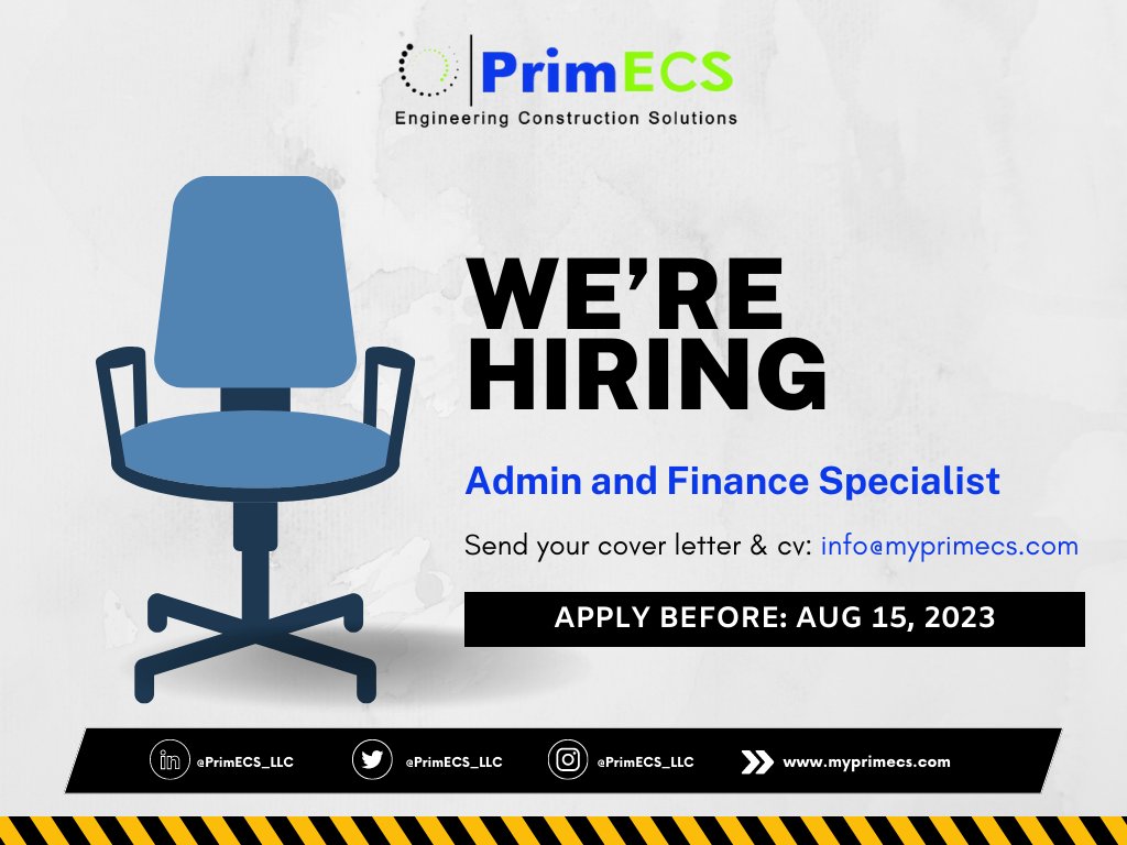 PrimECS_LLC's tweet photo. We're #hiring!
If you're based in Kigali, #Rwanda, Join us.
For more details, visit https://t.co/Nna9DN8Hml.

#adminjobs  #Finance  #Engineering  #Construction  #USA https://t.co/rxXhsR6Vhx