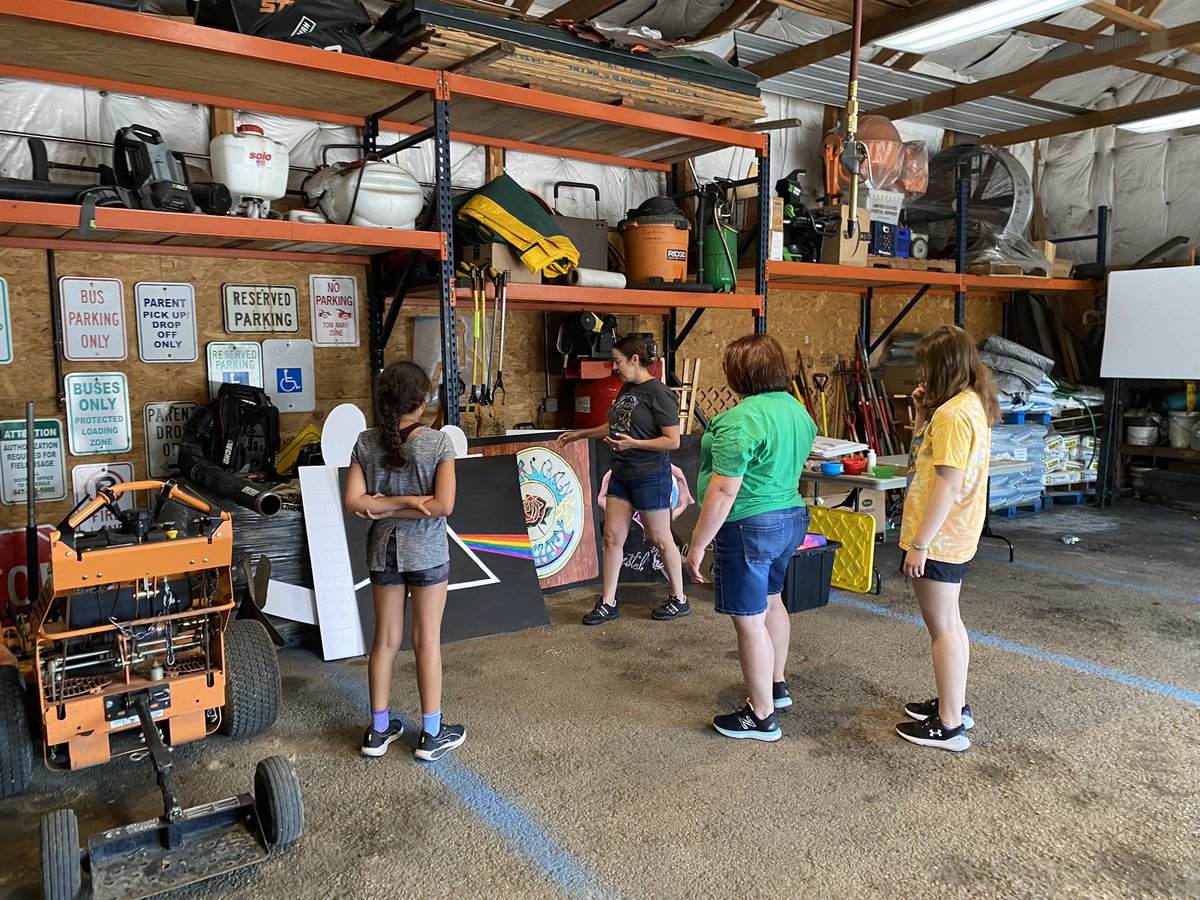 Woodland50News's tweet photo. Happening Now: Busy wildcats working on the Woodland Rocks! float for the Gurnee Days parade. Thank you to our volunteers for creating props and flare - the album covers look amazing! Can’t wait to see the finished float in the parade on Aug. 13 😎 @ESzepesi 
#LifeintheW https://t.co/KB4B2KWZFJ