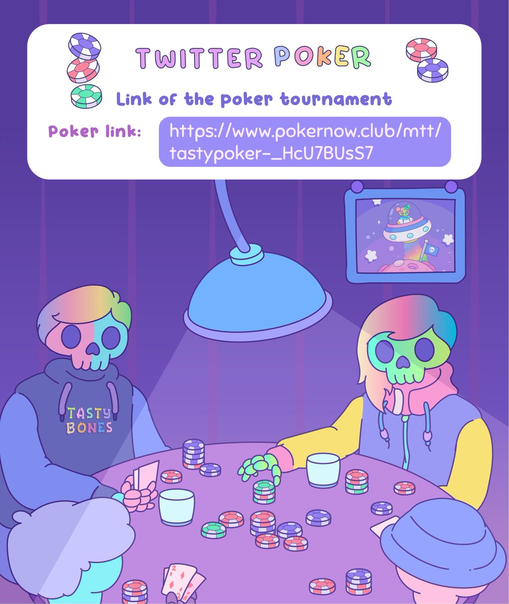 Greetings bones! 🧐

You may now join on our twitter poker! ♠️♣️♦️♥️

Where: pokernow.club/mtt/tastypoker…
When: Friday, August 4th, 8 PM CET  
Prizes: Awarded to top 3 holders.

#TastyPoker