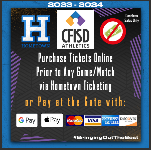 All games will be cashless this year!