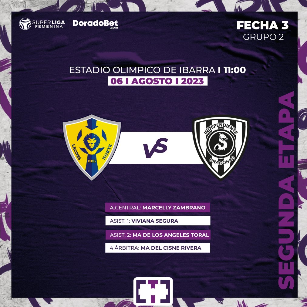 Triplete593's tweet photo. #SegundaEtapa | SuperLiga Femenina 2023 🇪🇨⚽️⁣⁣⁣

Estos son los partidos y las designaciones arbitrales para la Fecha 3️⃣ de la Segunda Etapa. 🤩💜

⁣⁣#SuperLigaFemenina #segundaetapa #slf2023 #futbol #FútbolFemenino #Ecuador  #Mujeres #Deporte #Soccer #triplete593 https://t.co/zWe1Rys3Fp