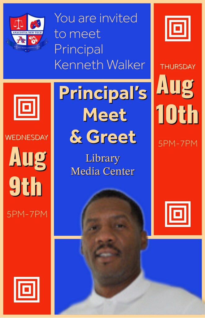 AnaPublicLead's tweet photo. Come out and meet Anacostia’s New Principal!! #WhyAna ❤️🤍💙 https://t.co/SAYUP2RTar