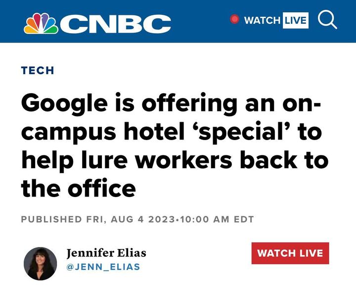 MorePerfectUS's tweet photo. Google is “offering” workers the chance to pay the company $99 dollars a night to sleep where they work. https://t.co/fbxSvNLko6