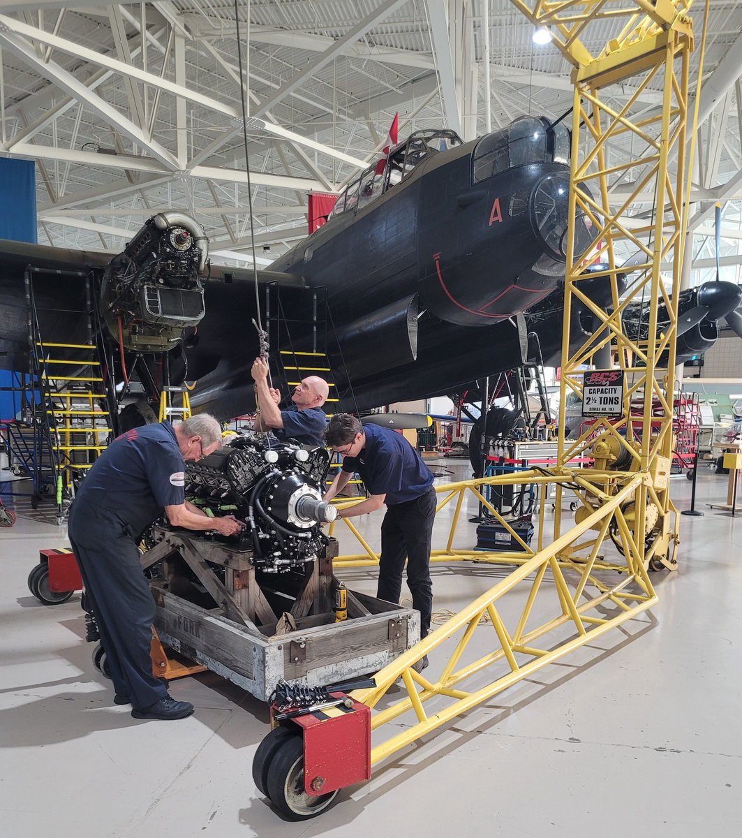 CWHM's tweet photo. The Lancaster is taking a short flying break while we complete scheduled maintenance (after 25 hours of flying) and an engine swap. The Lancaster is scheduled back in the air for August 18th. https://t.co/wnO3yPIB7Y