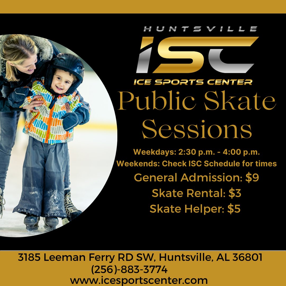 August public skate sessions, check ISC schedule for weekend public skate times