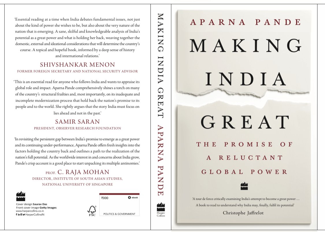 Aparna_Pande's tweet photo. Three Years since my book #MakingIndiaGreat came out / For anyone interested in understanding #India & its potential do read https://t.co/TDkh3nhDFp https://t.co/fCs2yin1M5