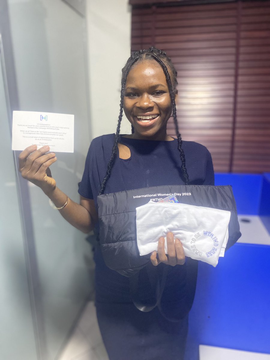 thatcyberbabe's tweet photo. "Beyond thrilled with the amazing swags from @Google @WTMLagos @WomenTechmakers. The puffy tote bag, shirt, and stickers are incredible! #GoogleWomenTechmaker #Excited" https://t.co/2tRmwY1Xxv