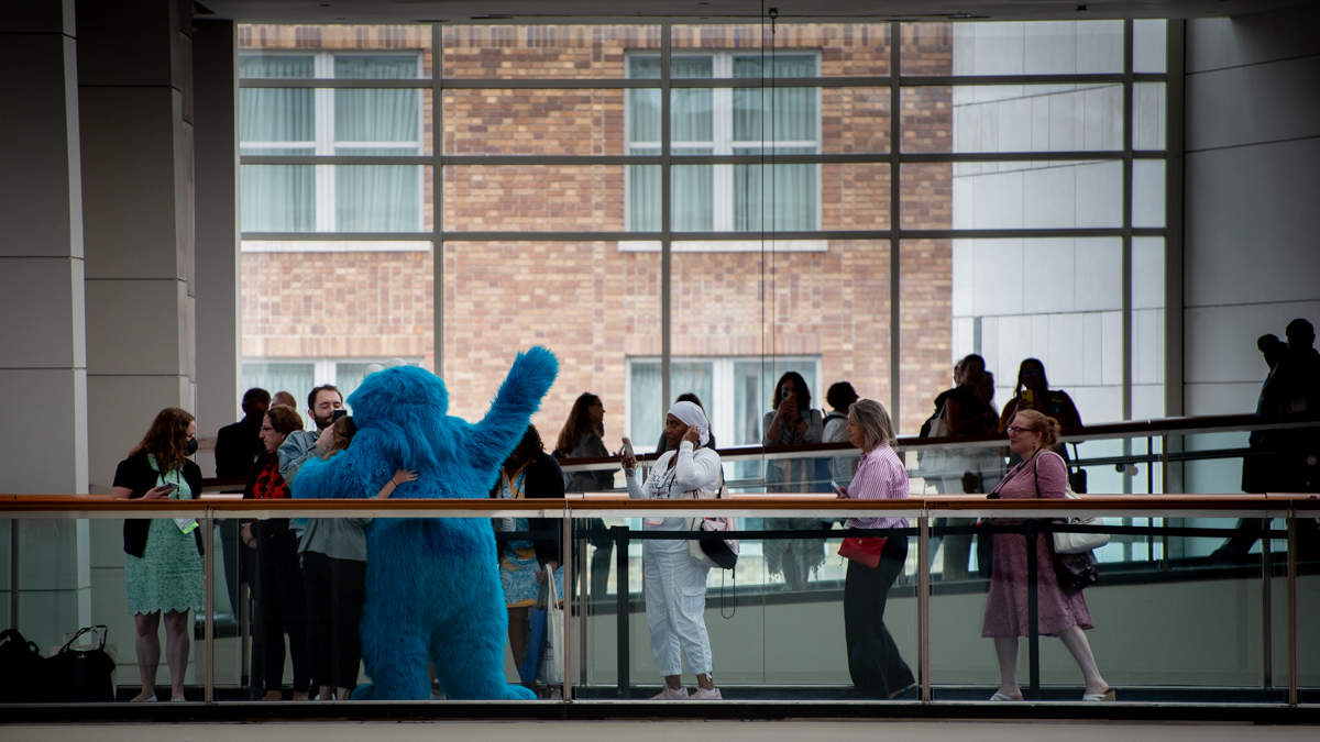 APA's tweet photo. Surprise! A very special guest is joining #APA2023 to help spread today's message of belonging. Say hi if you get the chance! #YouBelongHere https://t.co/HwGkdDvWLl