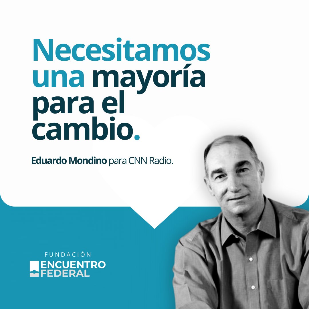 FundEncFederal's tweet photo. 📻 Compartimos la entrevista a @EduardoMondino, presidente de la Fundación Encuentro Federal, en CNN Radio.

🔗 https://t.co/uQSzo40Wnp https://t.co/90KpE3B0s6